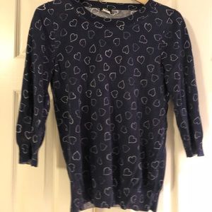 J. Crew Navy Heart Sweater